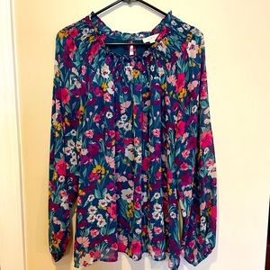 LOFT Outlet Floral Print Long Sleeve Blouse